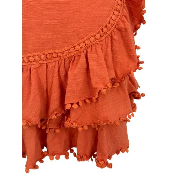 Selfie Leslie Orange Layered Crochet Ruffle Trim Cotton Mini Dress Party Dress - Picture 6 of 16